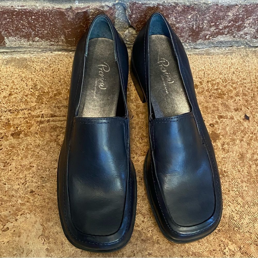 Preview international Navy blue‎ leather loafers
